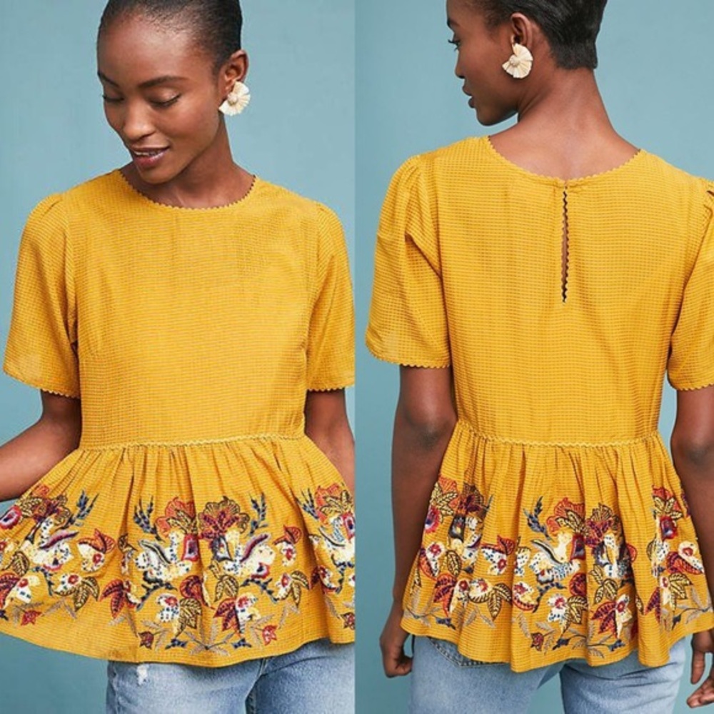 Anthropologie Embroidered Beaded Blouse